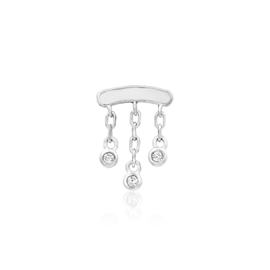 14k Gold Threadless Curve with 3 CZ Chains Top
