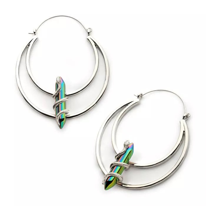 Snake Wrapped Crystal Hanger Earrings
