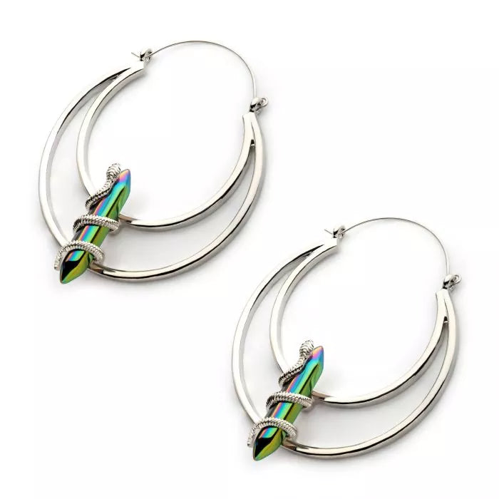 Snake Wrapped Crystal Hanger Earrings