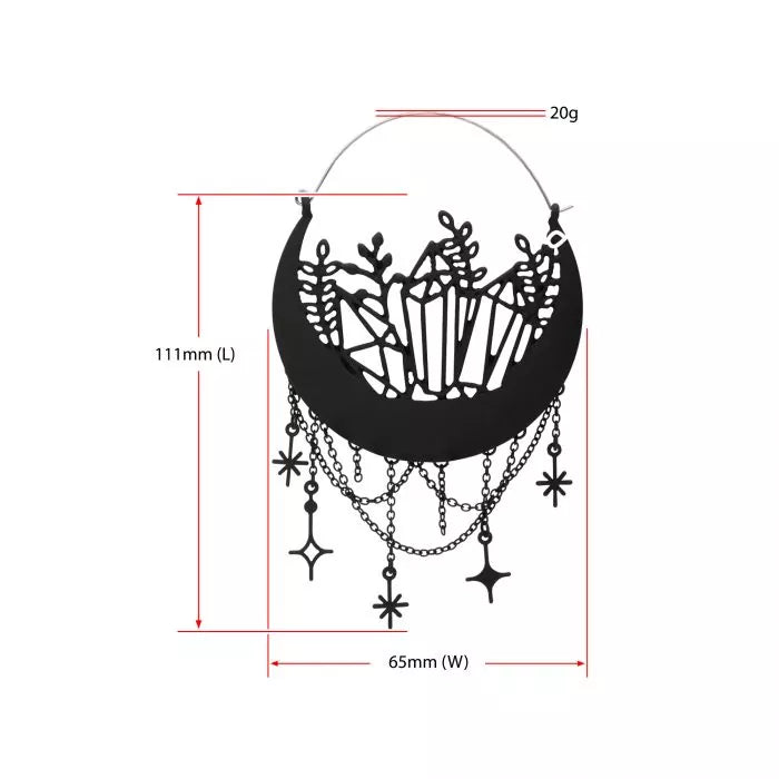 Matte Black Moon Phase Hanger Earrings