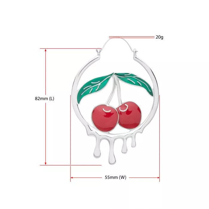 Dripping Red Cherry Hanger Earrings