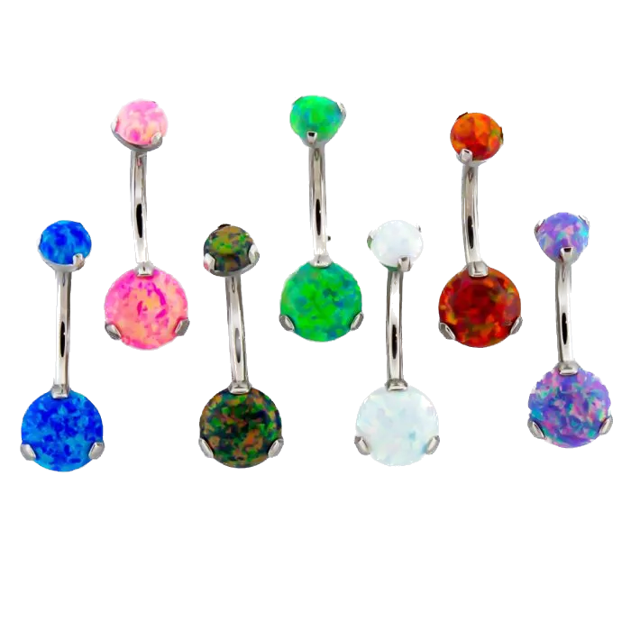 Titanium Prong Set Opal Navel Ring