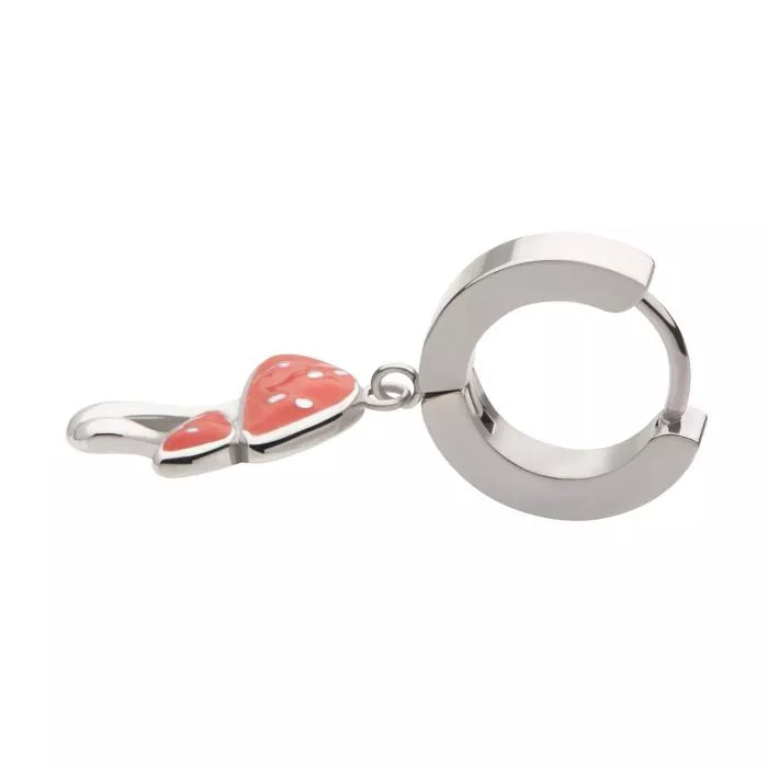 Red Mushroom Dangle Huggie Hoop Earring