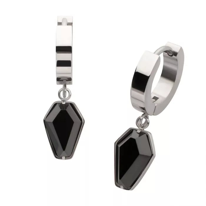 Black Coffin Dangle Huggie Hoop Earring