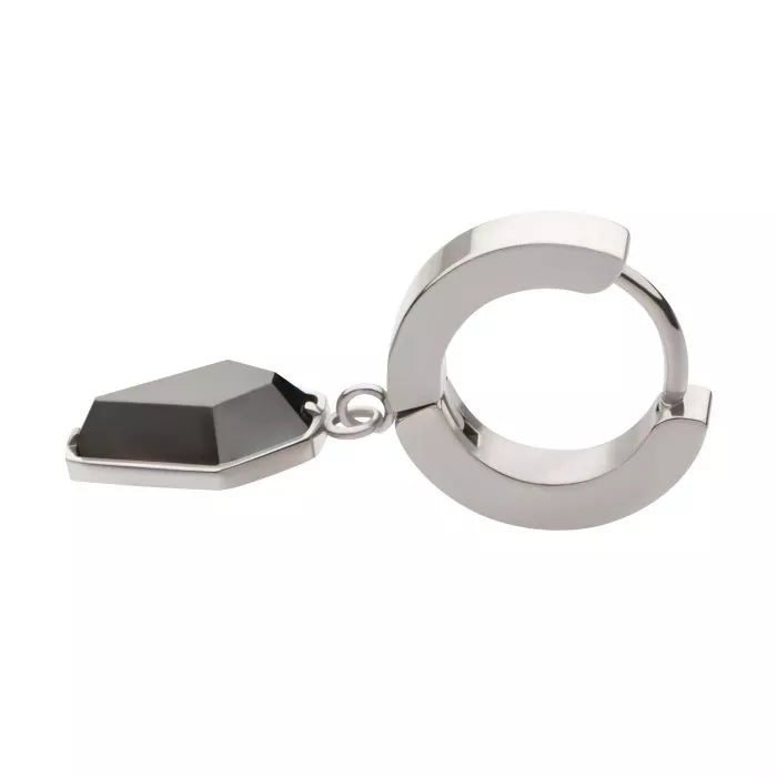 Black Coffin Dangle Huggie Hoop Earring