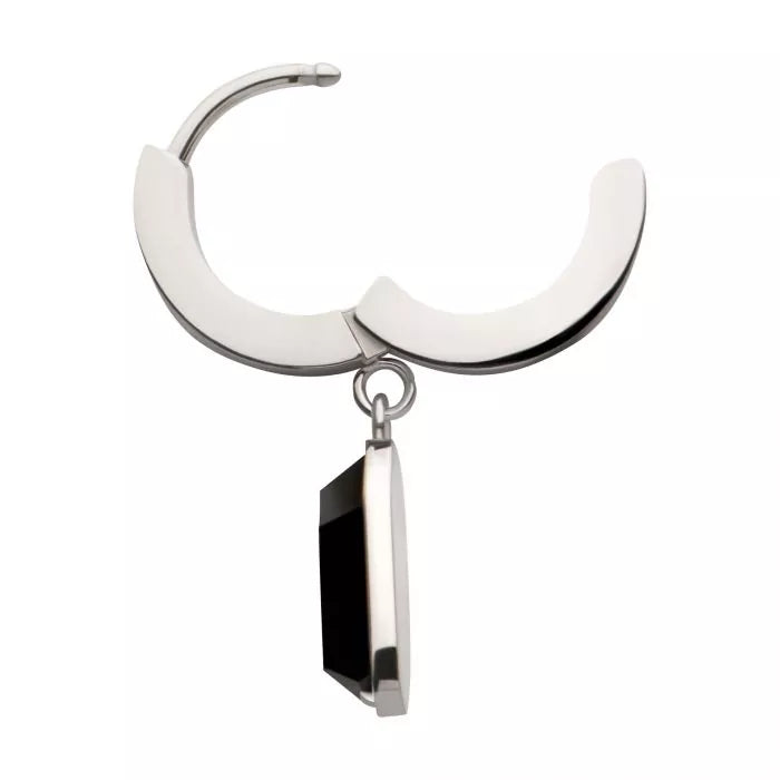 Black Coffin Dangle Huggie Hoop Earring