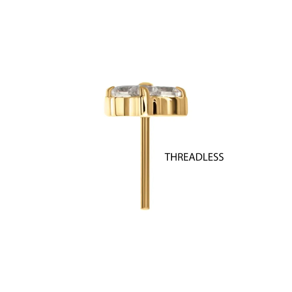 24Kt Gold PVD Titanium Threadless Titanium Threadless Refined Trinity Top