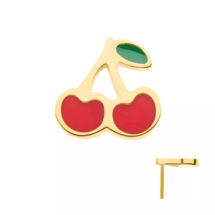 24Kt Gold PVD Titanium Threadless Cherry Top