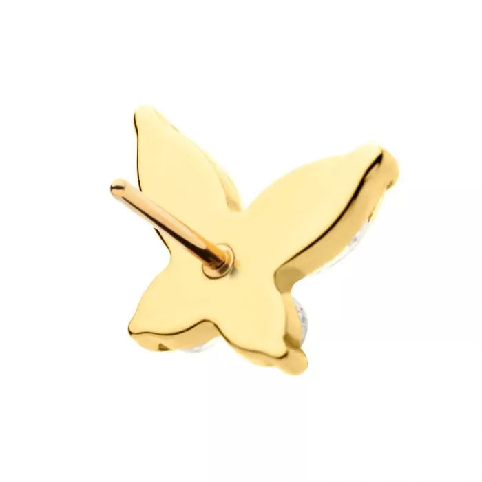 24Kt Gold PVD Titanium Threadless Prong Set Marquise & Round CZ Butterfly Top