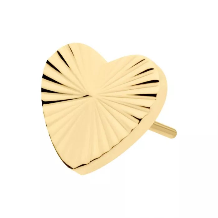 24Kt Gold PVD Titanium Threadless Corrugated Heart Top