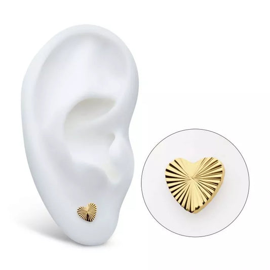 24Kt Gold PVD Titanium Threadless Corrugated Heart Top