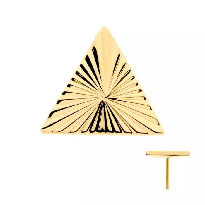 24Kt Gold PVD Titanium Threadless Corrugated Triangle Top