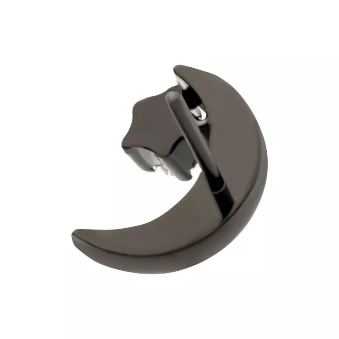 Black PVD Titanium Threadless Crescent Moon with Gem Top