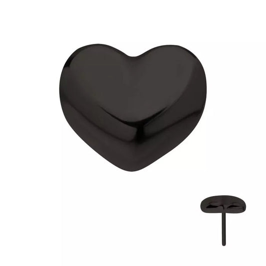 Black PVD Titanium Threadless Puffed Heart Top