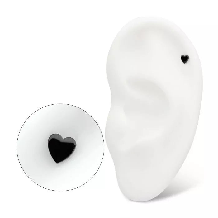 Black PVD Titanium Threadless Flat Heart Top