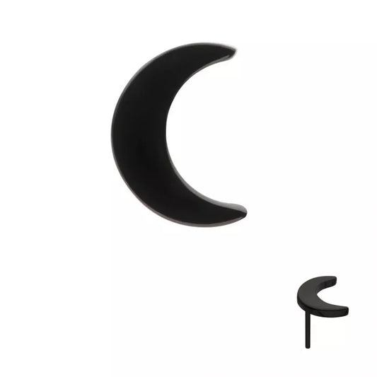 Black PVD Titanium Threadless Crescent Moon Top