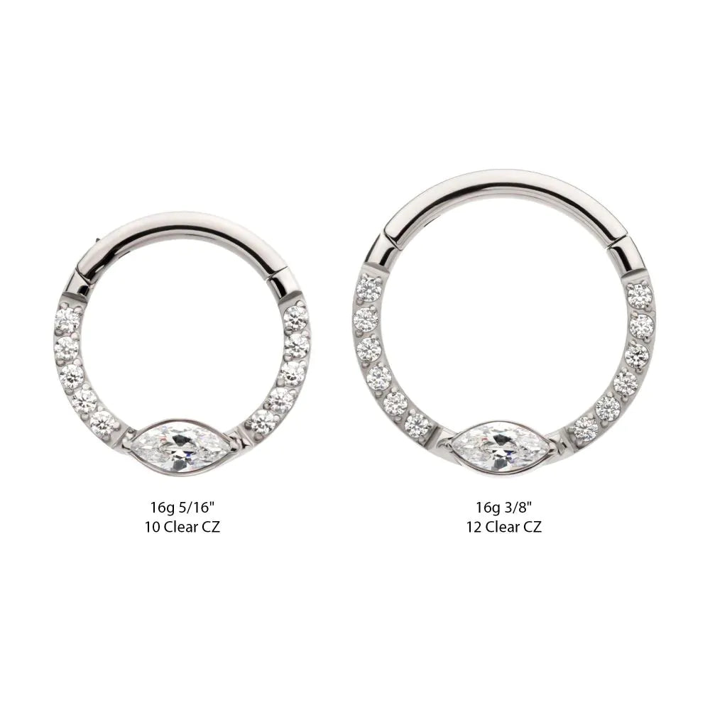 Titanium Eye CZ Front Facing Hinged Segment Clicker with CNC Set Round CZ
