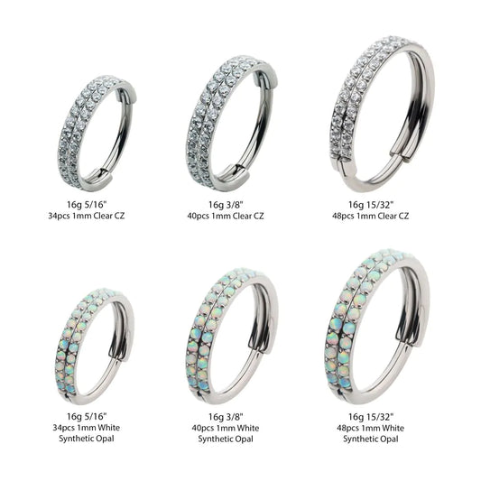 Titanium Double Row Prong Set Round Side Facing Hinged Segment Clicker