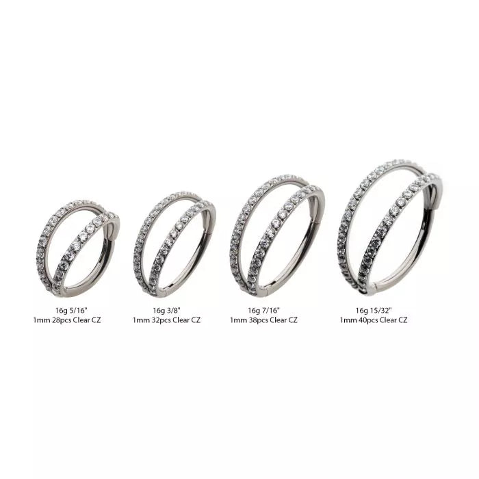 Titanium Double Clear CZ Side Facing Hinged Segment Clicker