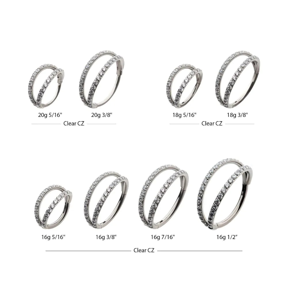 Titanium Double Clear CZ Side Facing Hinged Segment Clicker