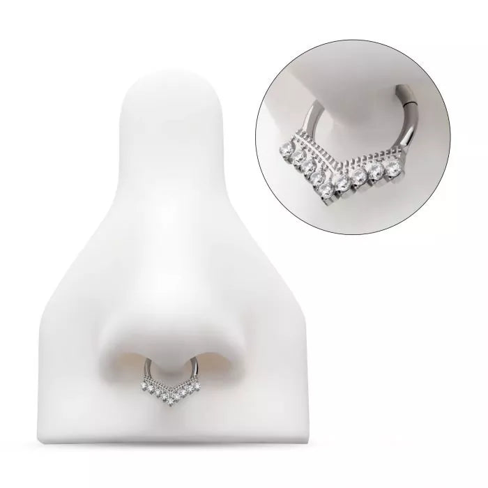 Titanium Gemmed Chevron Front Facing Gem Clicker