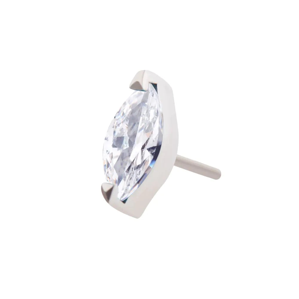 Titanium Threadless with 2-Prong 5mm Marquise CZ Top