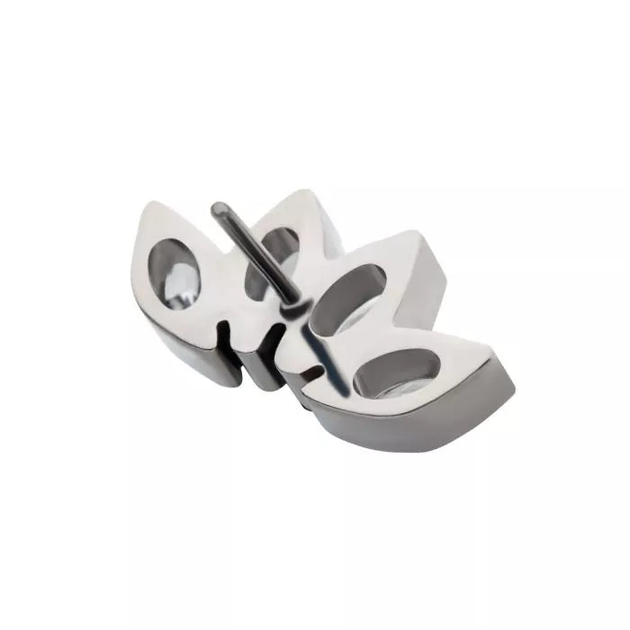 Titanium Threadless 4 Cluster Fan Shape Top with Prong Set Marquise CZ/Opal