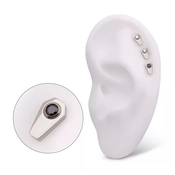 Titanium Threadless Coffin Top with Bezel Set Round CZ