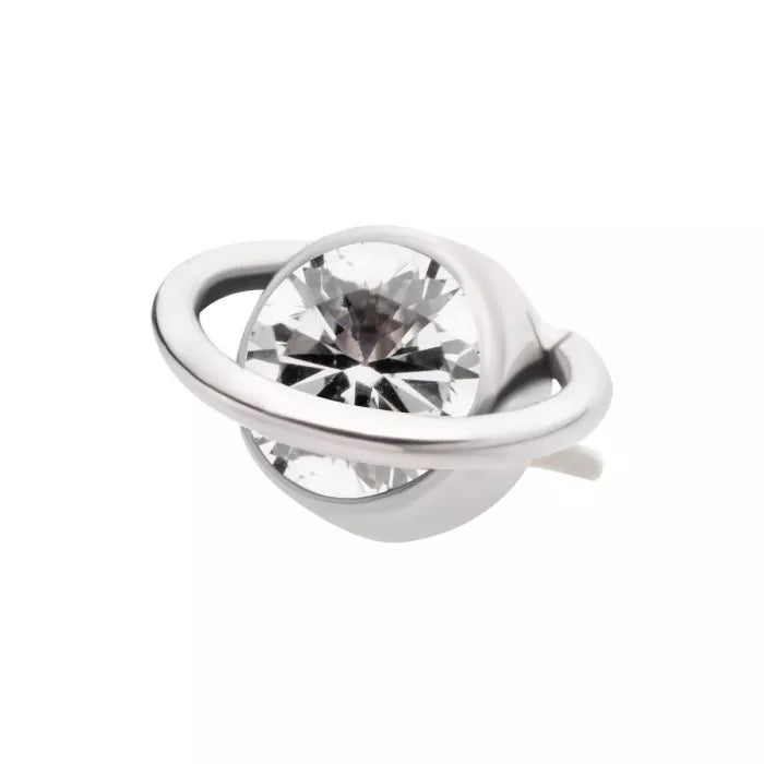 Titanium Threadless Planet Top with Bezel Set Round CZ/Opal