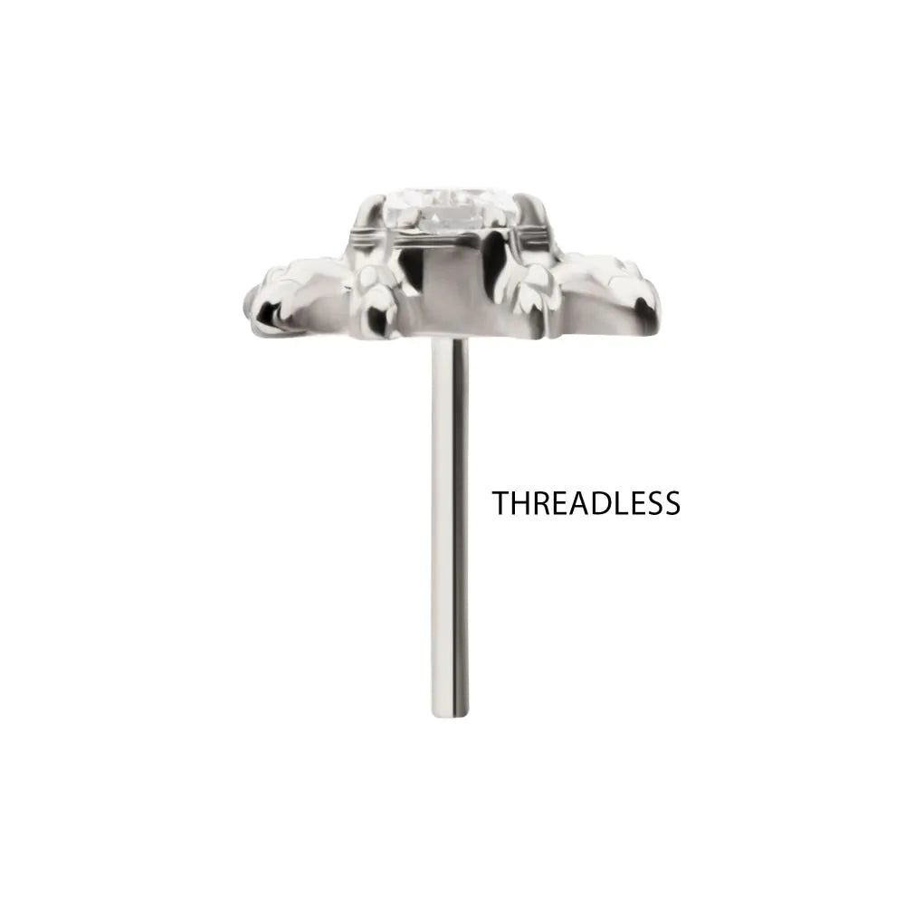 Titanium Threadless Spider Top with Teardrop & Round Gem