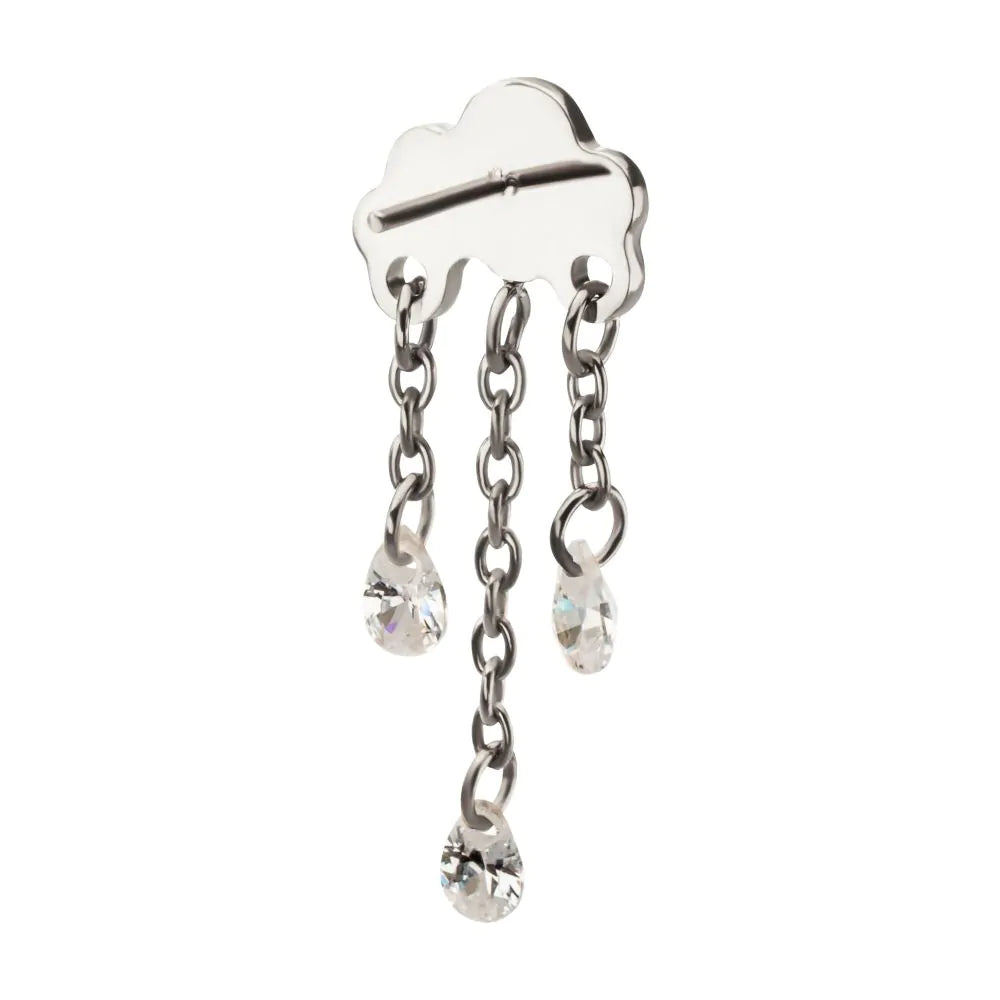 Titanium Threadless Cloud Top with Triple Floating CZ Dangle