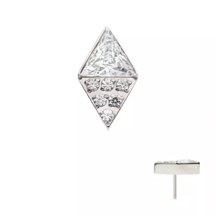 Titanium Threadless Triangle & Round CZ Kite Shape Top