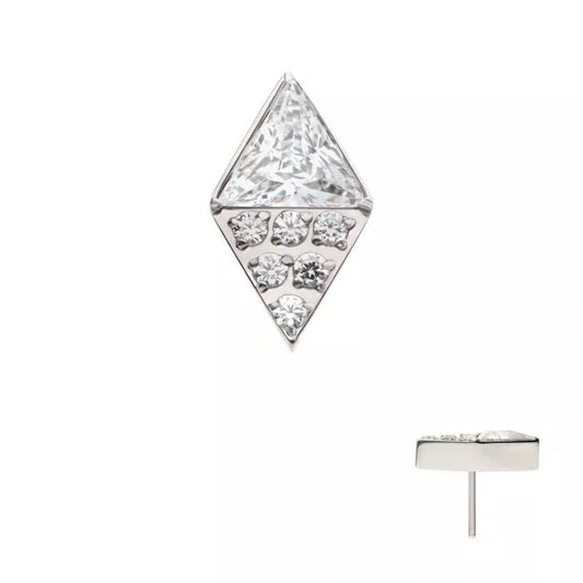 Titanium Threadless Triangle & Round CZ Kite Shape Top