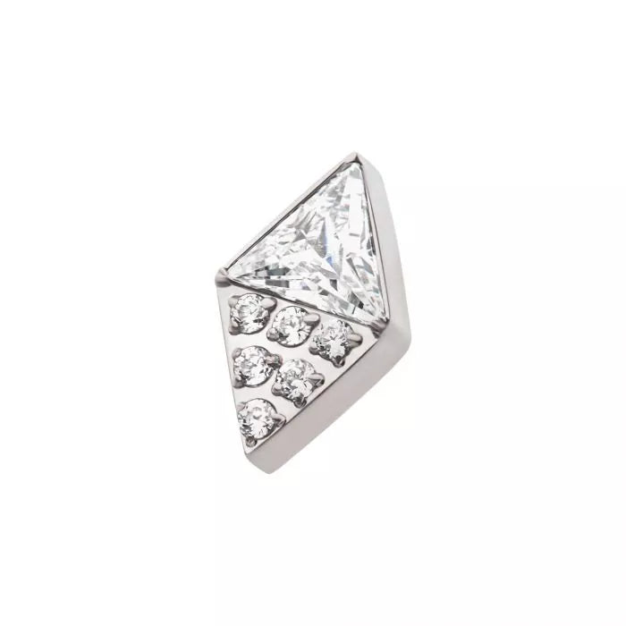Titanium Threadless Triangle & Round CZ Kite Shape Top