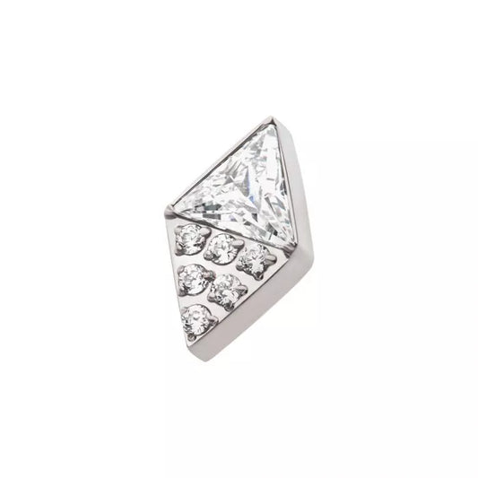 Titanium Threadless Triangle & Round CZ Kite Shape Top