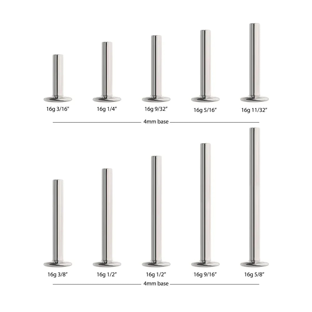 Titanium Threadless High Polish Mirror Finish 4mm Dome Labret Base