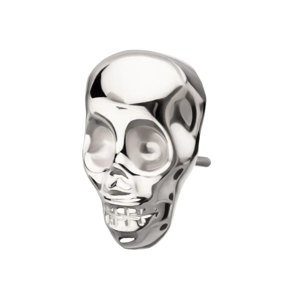 Titanium Threadless 3D Skull Head Top