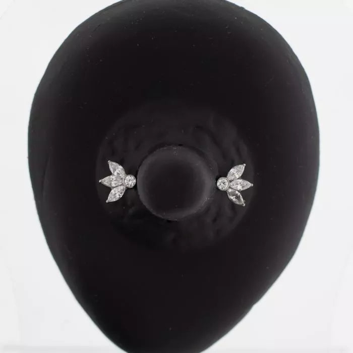 Titanium Internally Threaded Marquise Nipple Bar