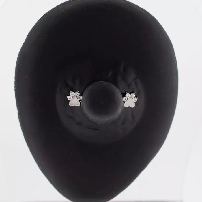 Titanium Internally Threaded Paw Print Nipple Bar