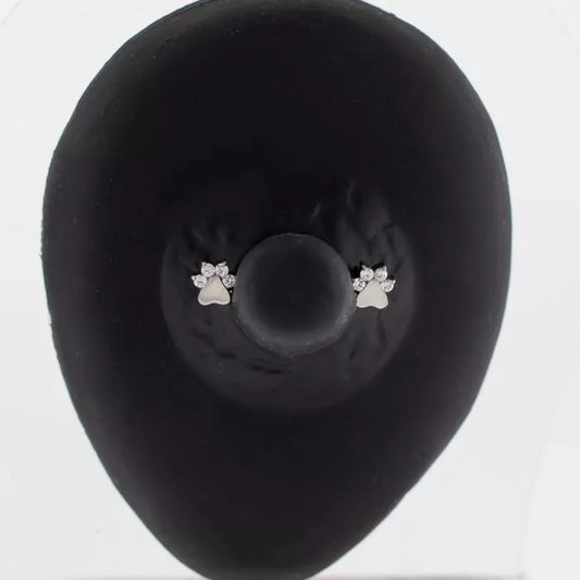 Titanium Internally Threaded Paw Print Nipple Bar