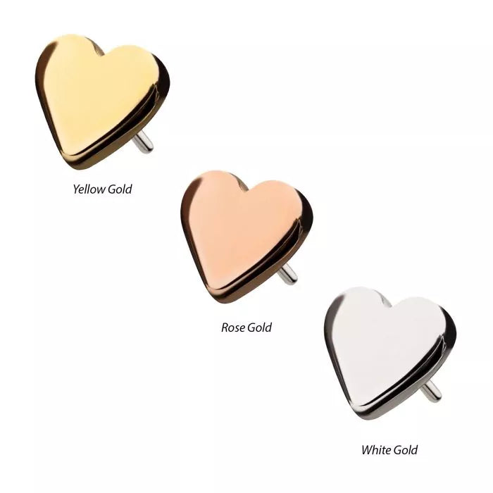 14Kt Gold Threadless Heart Top