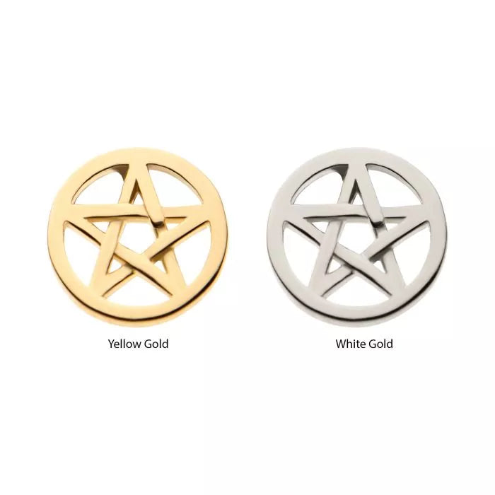 14Kt Gold Threadless with Pentagram Top