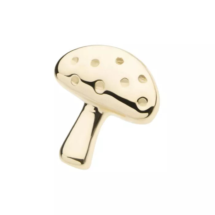 14Kt Yellow Gold Threadless Dotted Mushroom Top