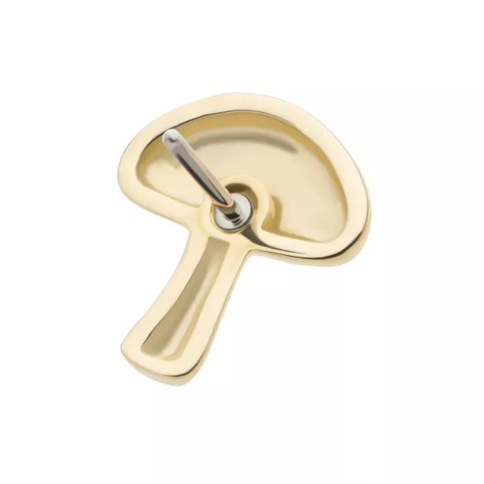 14Kt Yellow Gold Threadless Dotted Mushroom Top