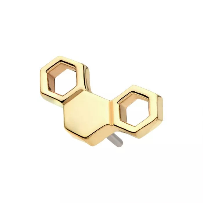 14Kt Yellow Gold Threadless Honeycomb Top