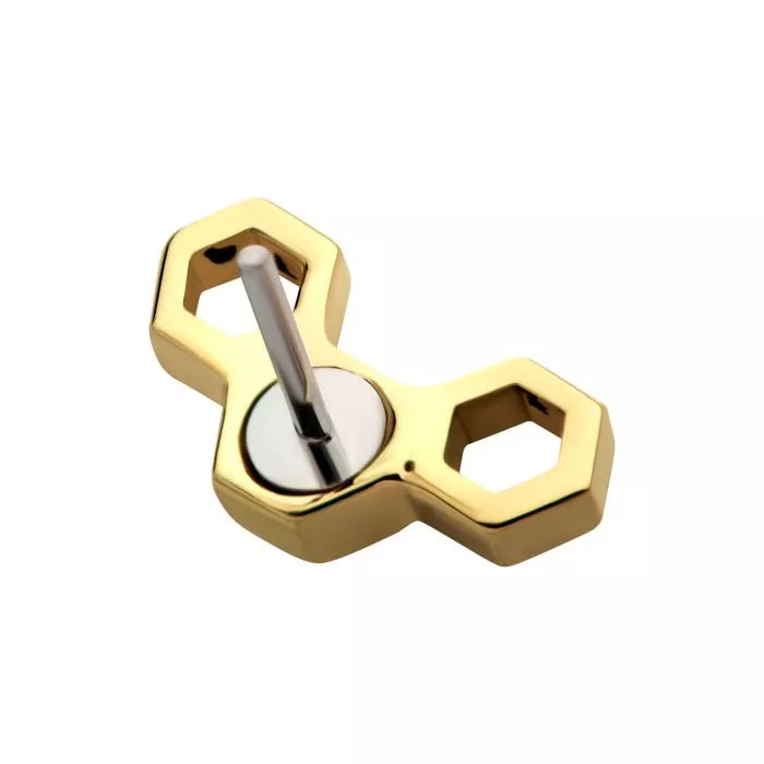 14Kt Yellow Gold Threadless Honeycomb Top