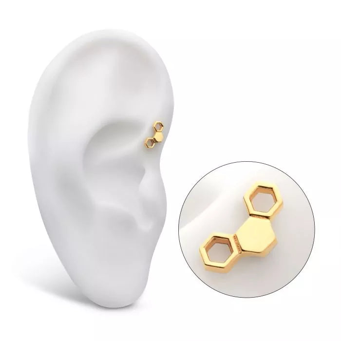 14Kt Yellow Gold Threadless Honeycomb Top