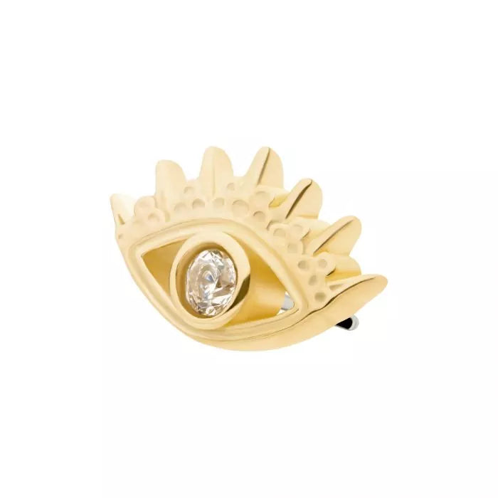14Kt Yellow Gold Threadless with CZ/Opal Evil Eye Top