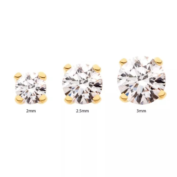 14Kt Yellow Gold Threadless with Prong Set Genuine Round Diamond Top
