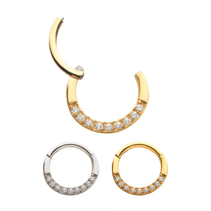 Full Clear CZ Eternity Gem Front Facing Hinged Segment Clicker